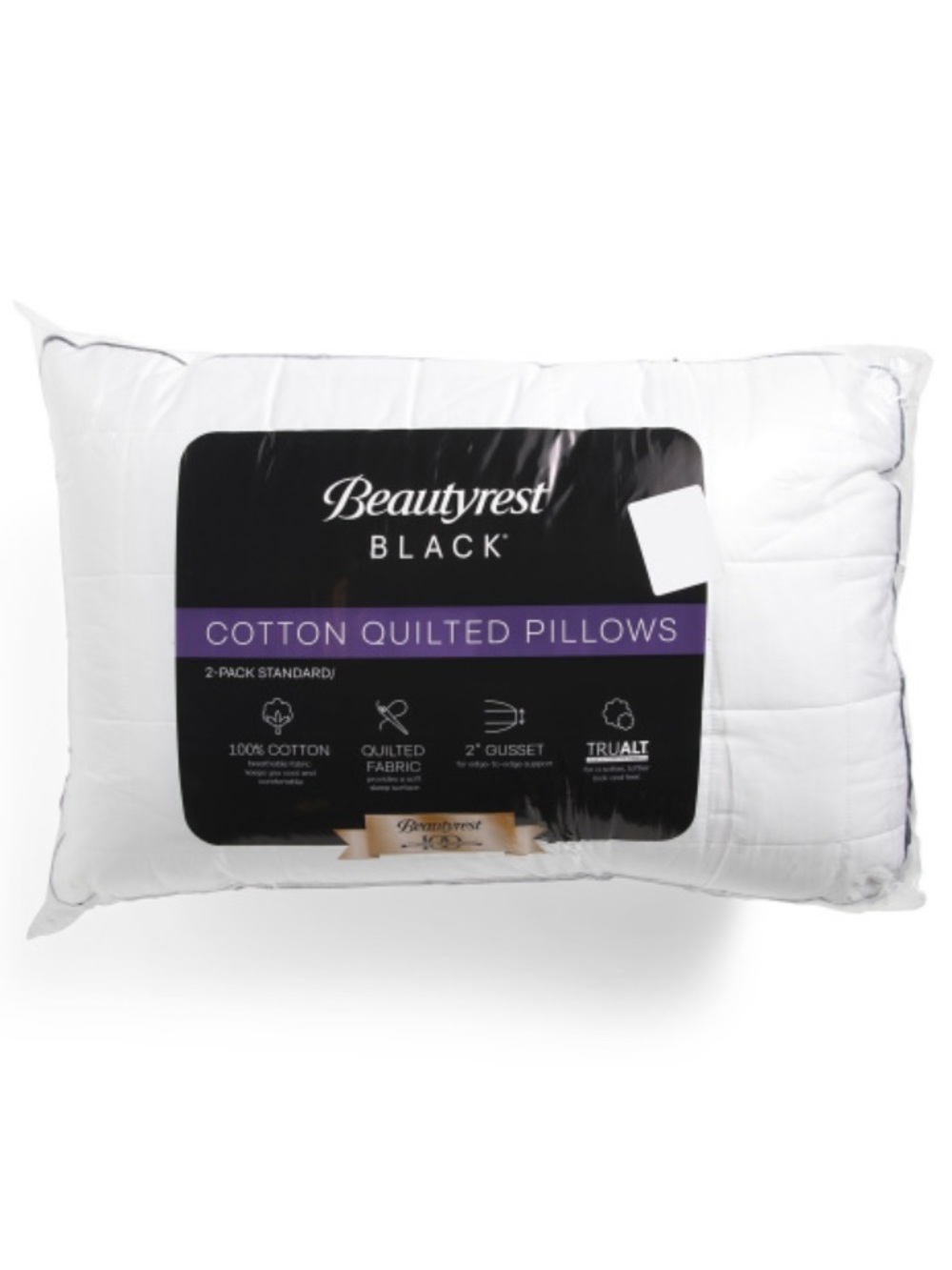 BEAUTY REST BLACK 2pk  Cotton Quilted Pillows With Gusset